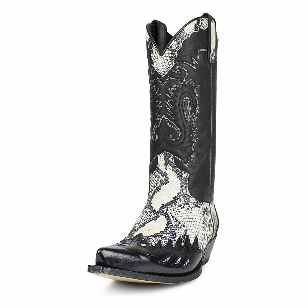 sendra-boots-2620-cuervo-picara-imit-negro-cowboystiefel-schwarz-wei image 2