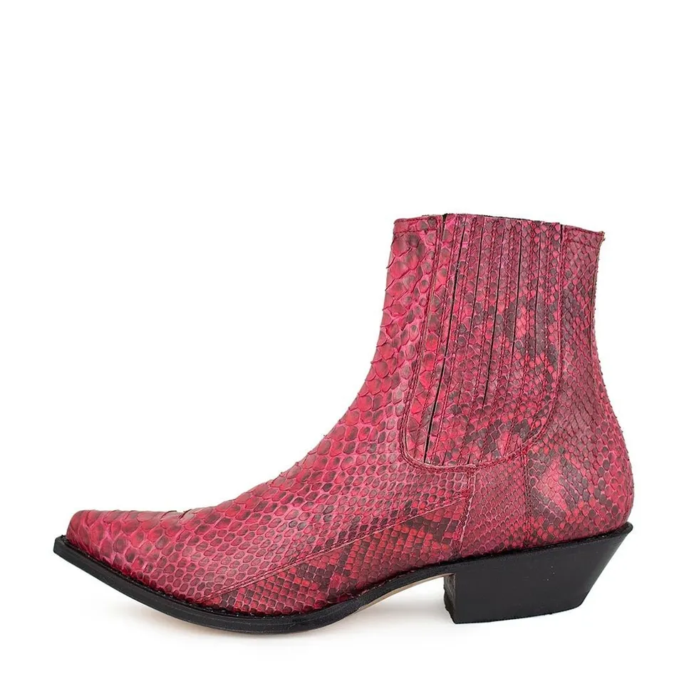 sendra-boots-1692p-pico-unisex-chelsea-boots-rotes-python-leder-mit-spitzenkappe image 1