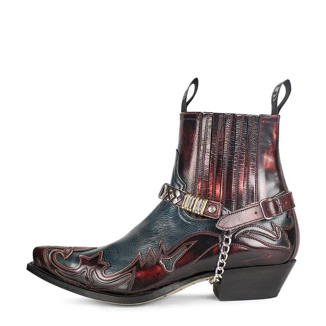 sendra-boots-4660-cuervo-cowboy-botin-rot-blau-hurrican image 1