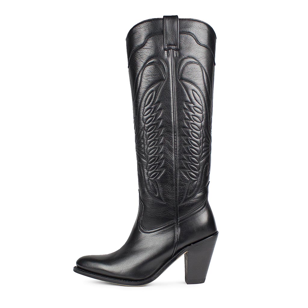 sendra-boots-6662-newf-salvaje-negro-damen-stiefel-schwarz-bestickt image 1