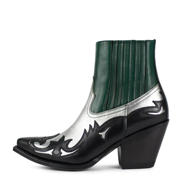 sendra-boots-16598-lula-laminado-plata-pinto-box-verde-pinto-damenstiefel image 1