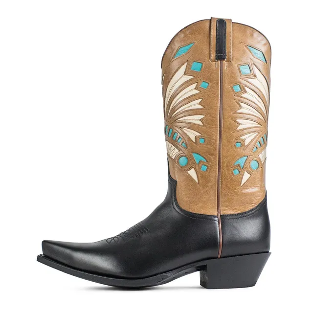 sendra-boots-5071-cuervo-cowboy-stiefel-nappa-schwarz-braun image 1