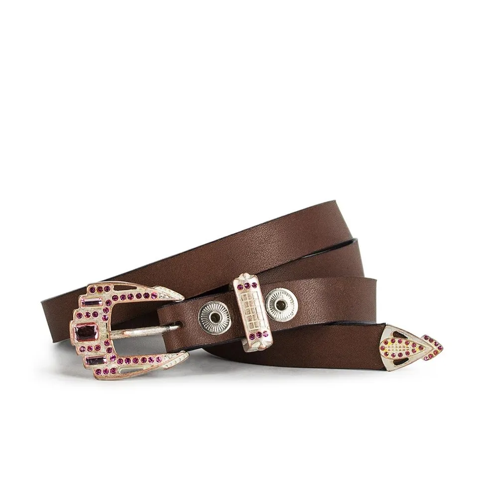 sendra-boots-1287-lederg-rtel-marr-n-cobre-mit-strass-schnalle-rosa image 1