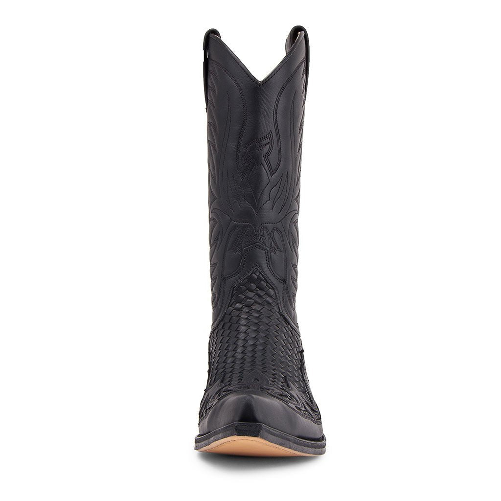 sendra-boots-3241-cuervo-pull-oil-negro-cowboystiefel-schwarz-geflochten image 3