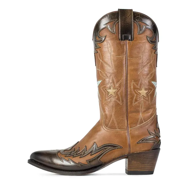 sendra-boots-12714-lia-olimpia-cowboy-damen-lavado-estrella-beige image 1