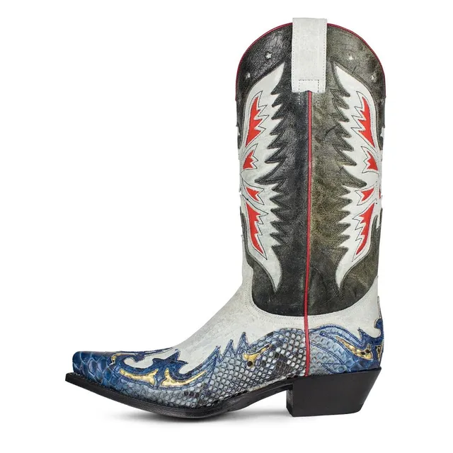sendra-boots-17607p-cuervo-barbados-westernstiefel-wei-schwarz-mit-adlerstickere image 1