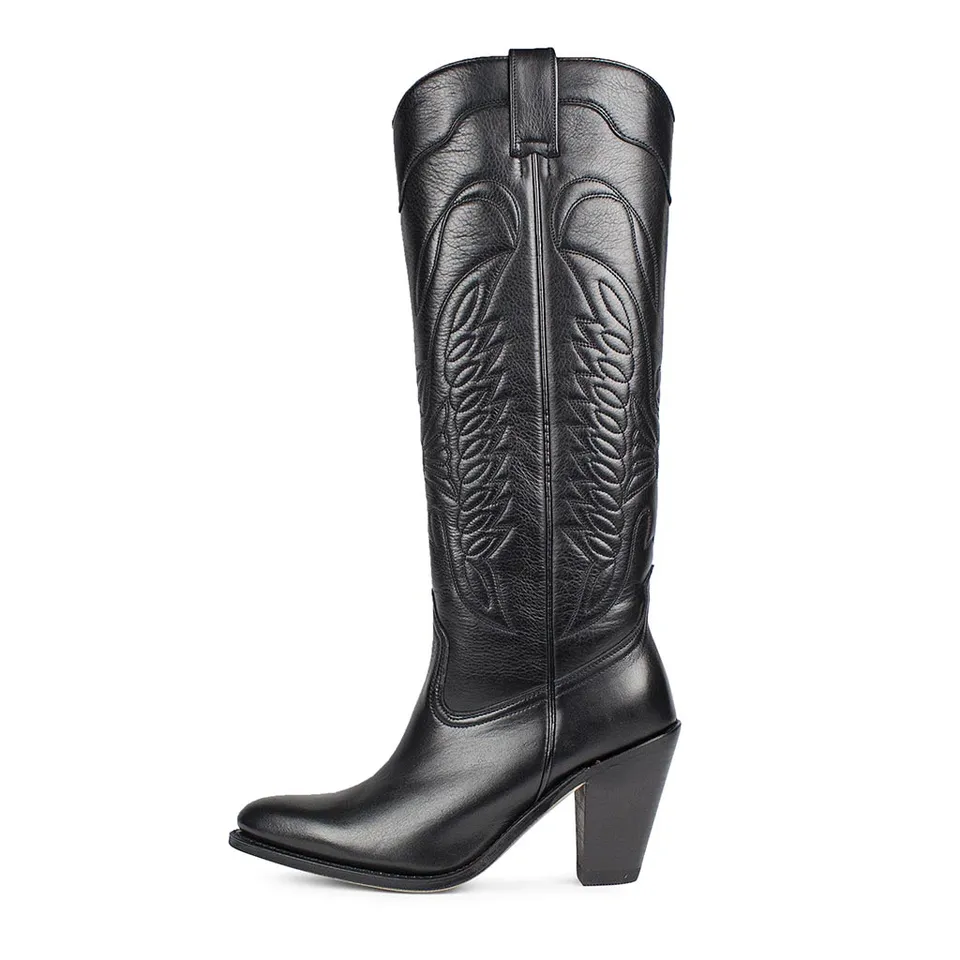 sendra-boots-6662-newf-salvaje-negro-damen-stiefel-schwarz-bestickt image 1