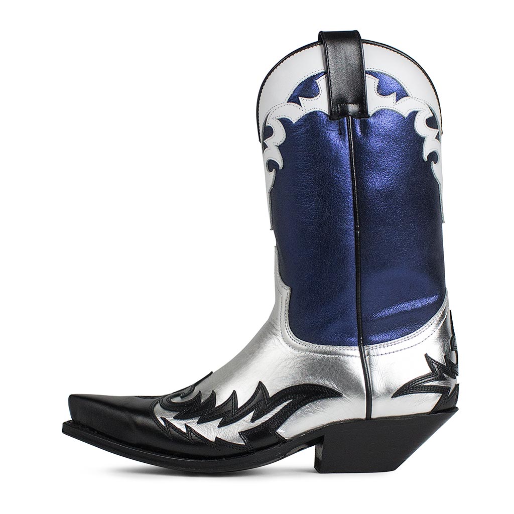 sendra-boots-15791-cuervo-laminado-cowboy-stiefel-schwarz-silber-blau image 1
