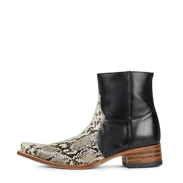 sendra-boots-5701p-piton-barriga-natural-nappa-schwarz-exotic-stiefelette image 1