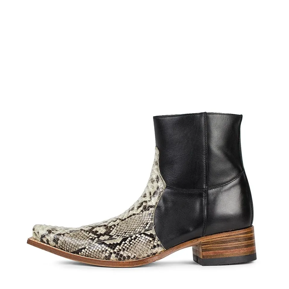 sendra-boots-5701p-piton-barriga-natural-nappa-schwarz-exotic-stiefelette image 1