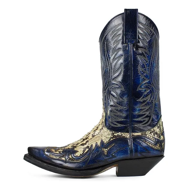 sendra-boots-3241p-cuervo-piton-denver-azul-exotic-cowboystiefel image 1