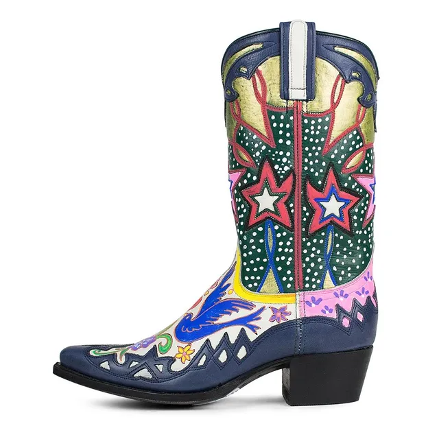 sendra-boots-wakamole-bird-handbemalte-cowboy-stiefel-vogelmotiv image 1