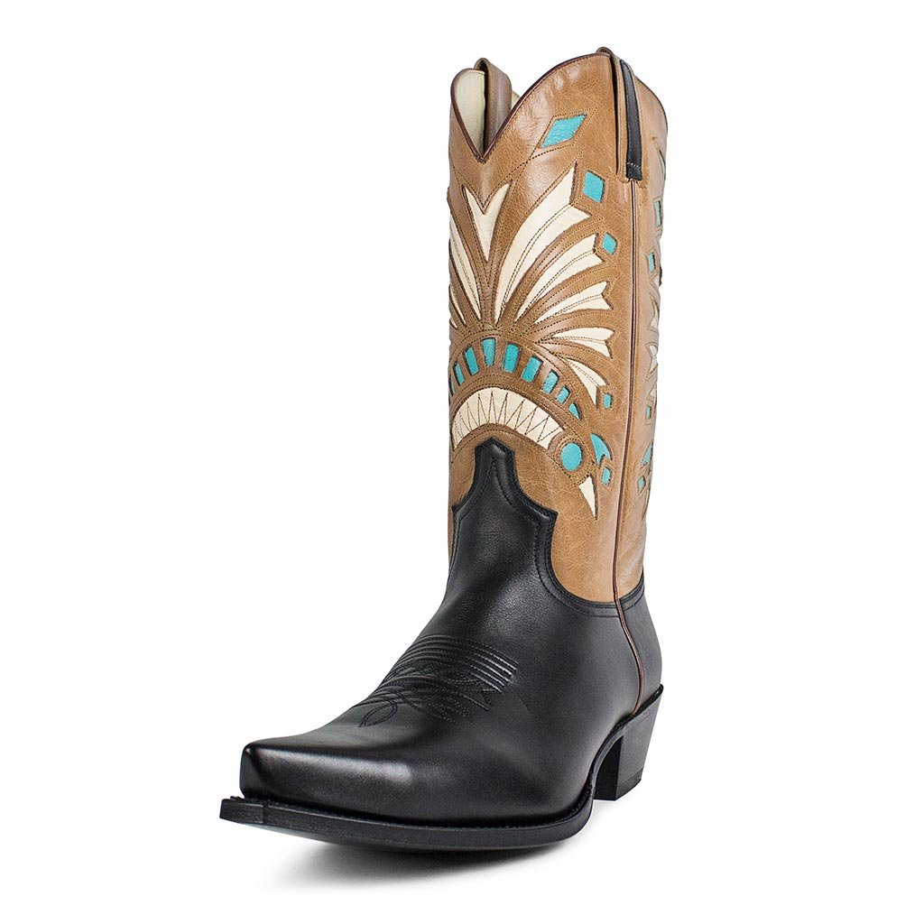 sendra-boots-5071-cuervo-cowboy-stiefel-nappa-schwarz-braun image 2
