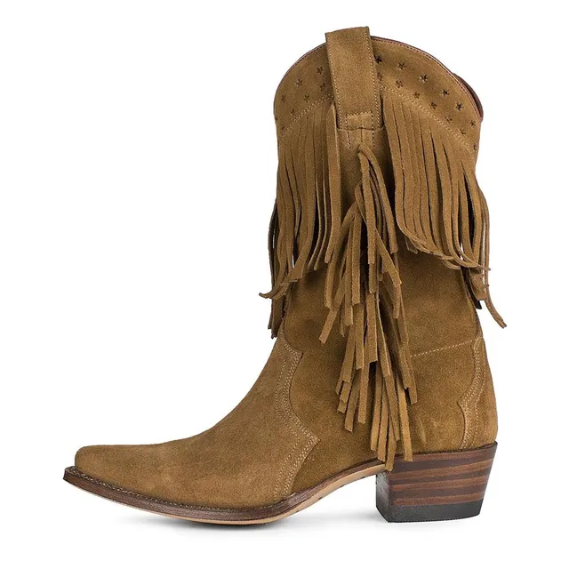 sendra-boots-17167-gene-serraje-kaleido-damen-cowboy-stiefel-braun-fransen image 1