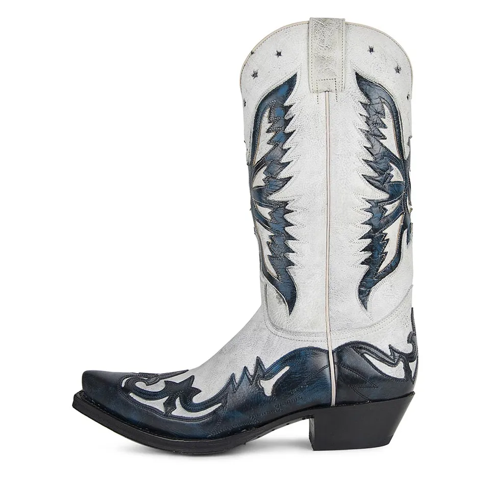 sendra-boots-6885-cuervo-barbados-blanco-borron-negro-cowboy-stiefel-herren-wei image 1