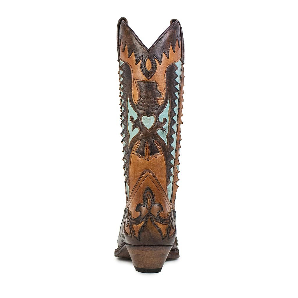 sendra-boots-3840-cuervo-salvaje-cowboystiefel-braun-t-rkis-used image 4