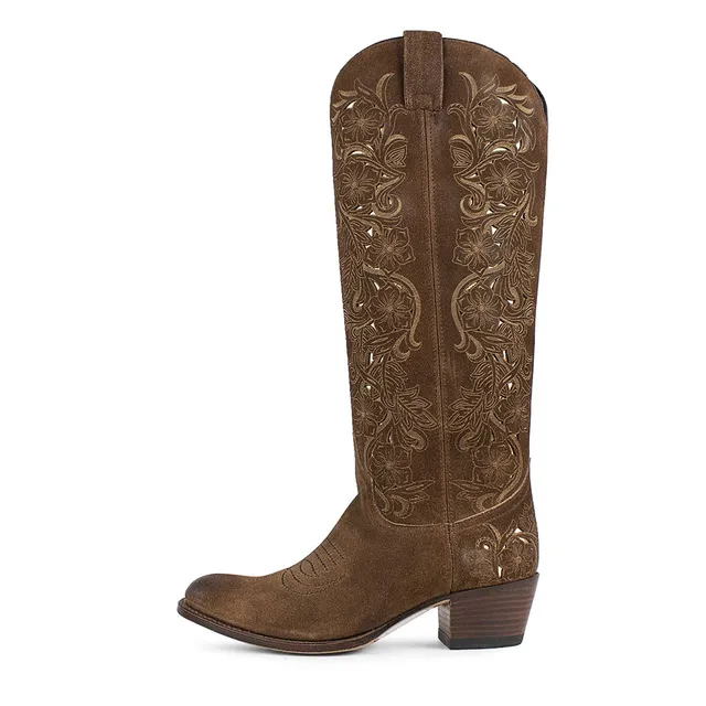 sendra-boots-14754-debora-nl-cowboy-stiefel-damen-dunkelbraun-mit-blumenstickere image 1