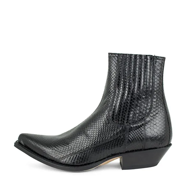 sendra-boots-1692-pico-piton-chelsea-boots-schwarz-glanz-python image 1