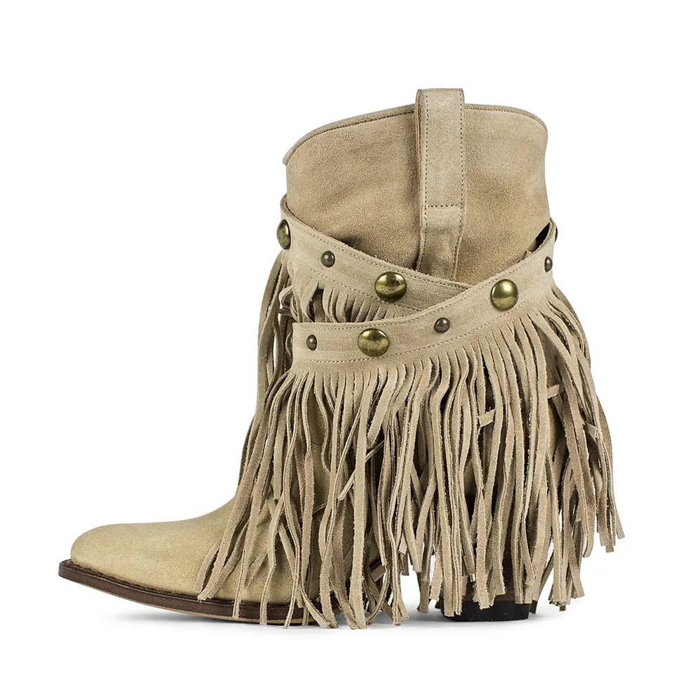 sendra-boots-s0053-8991-serraje-bamby-fransen-stiefel-grau image 1