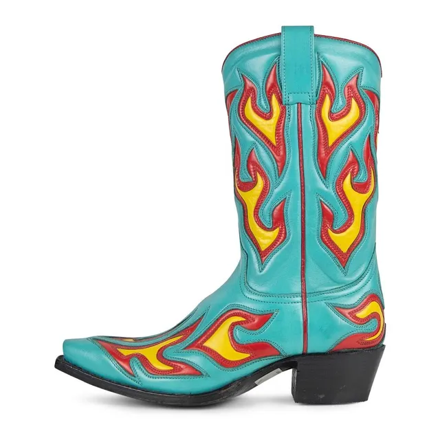 sendra-boots-6149-judy-nappa-turquesa-cowboy-boots-mit-flammen-design image 1