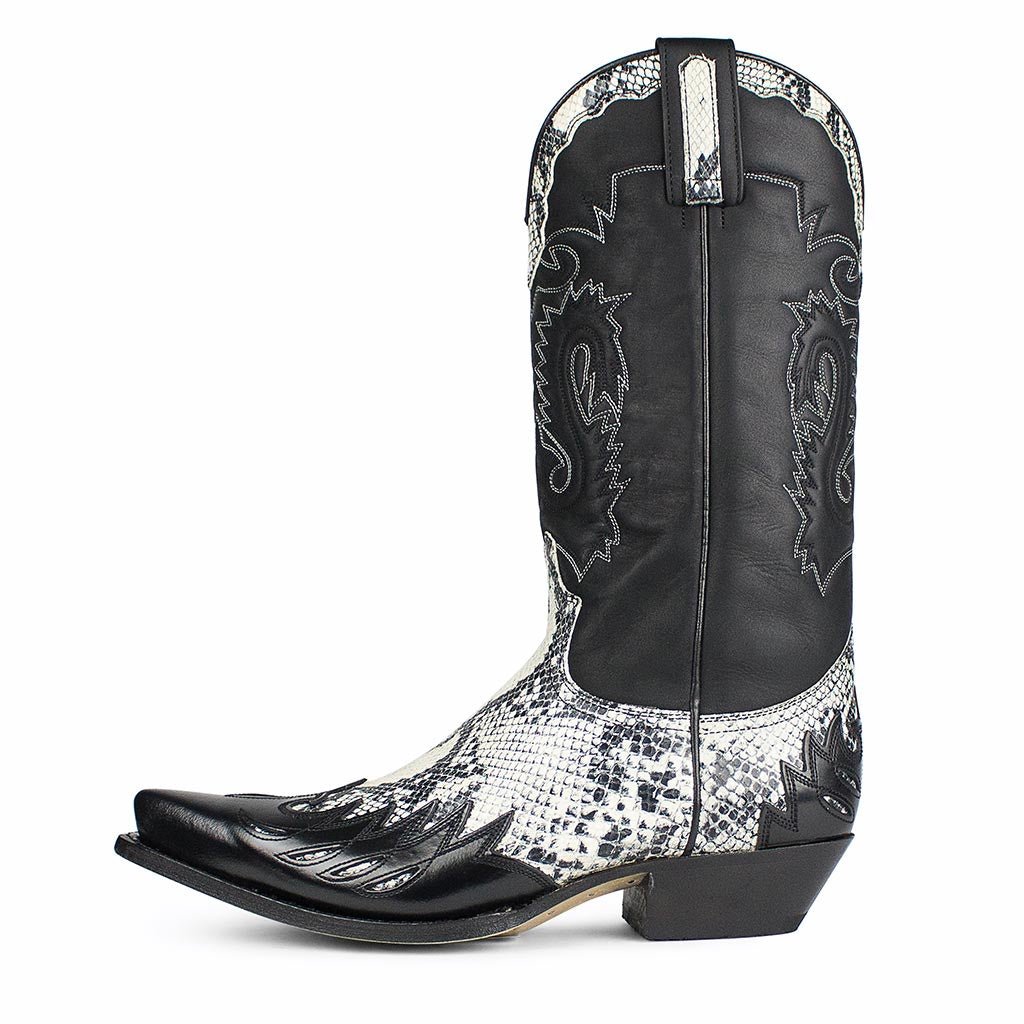 sendra-boots-2620-cuervo-picara-imit-negro-cowboystiefel-schwarz-wei image 1