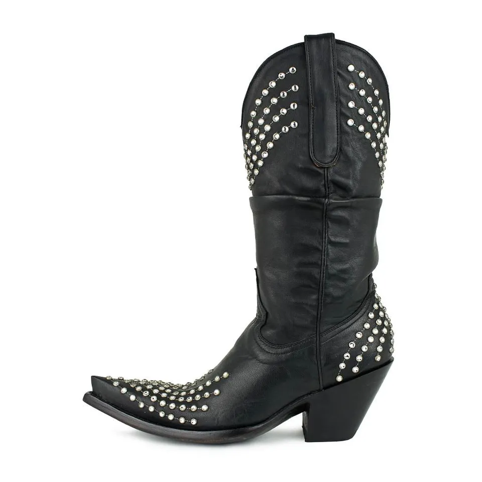 sendra-boots-flash-13-negro-damen-cowboy-stiefel-swarovski image 1