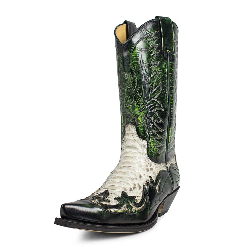 sendra-boots-3241p-cuervo-pit-n-barr-blanco-negro-denver-verde-exotikstiefel image 2