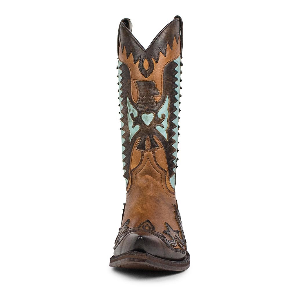 sendra-boots-3840-cuervo-salvaje-cowboystiefel-braun-t-rkis-used image 3