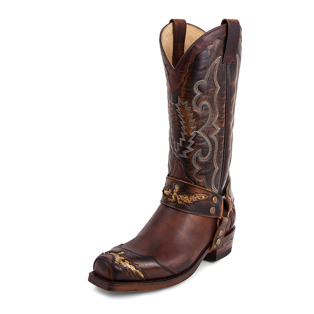 sendra-boots-4060-biker-boots-braun-python-quadratspitze image 2