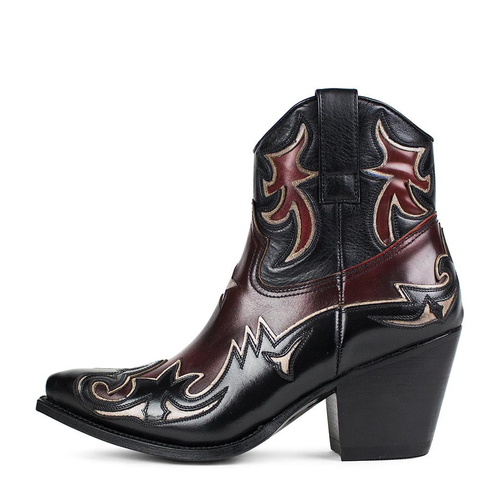 sendra-boots-17134-lula-flora-damen-bot-n-rot-schwarz-mit-7-5-cm-absatz image 1