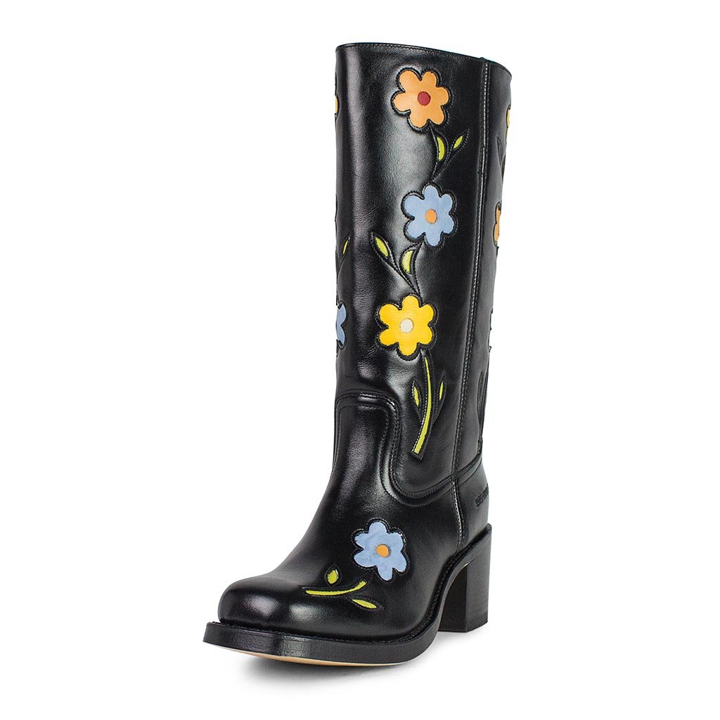 sendra-boots-4755-toledo-nappa-baly-negra-damen-biker-stiefel-mit-blumenstick image 2