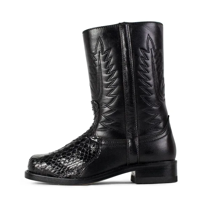 sendra-boots-5873n-kidy-piton-barr-negro-kinder-cowboy-stiefel-mit-pythonleder-s image 1
