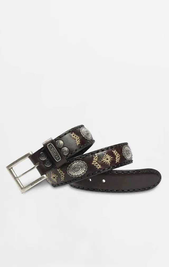 sendra-boots-8535-lederg-rtel-marron-4-cm-bestickt image 1