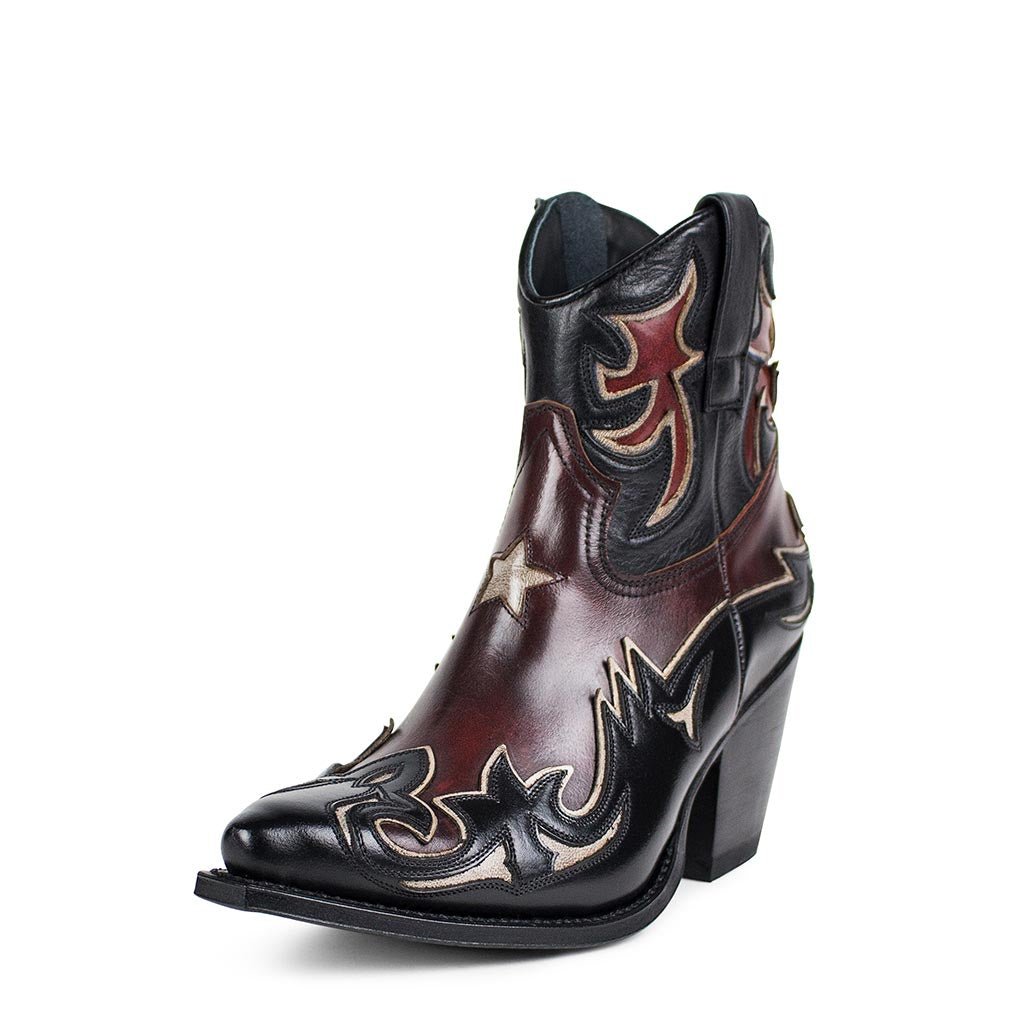 sendra-boots-17134-lula-flora-damen-bot-n-rot-schwarz-mit-7-5-cm-absatz image 2