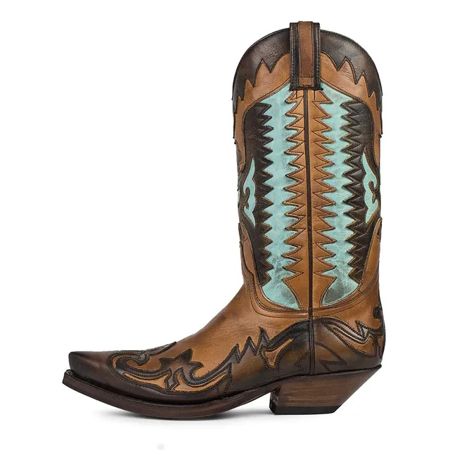 sendra-boots-3840-cuervo-salvaje-cowboystiefel-braun-t-rkis-used image 1