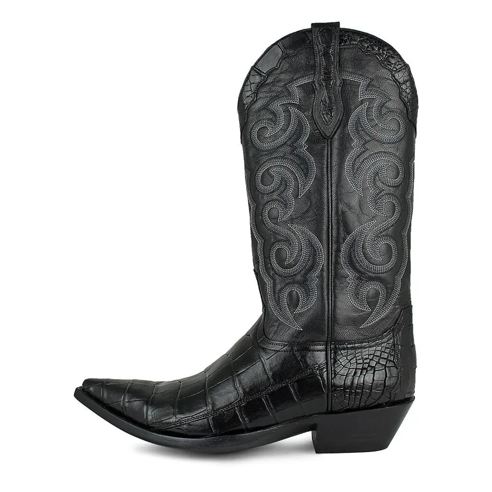 sendra-boots-texas-cocodrilo-belly-negro-exotic-stiefel image 1