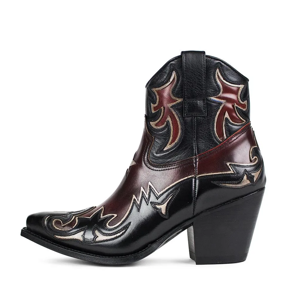 sendra-boots-17134-lula-flora-damen-bot-n-rot-schwarz-mit-7-5-cm-absatz image 1