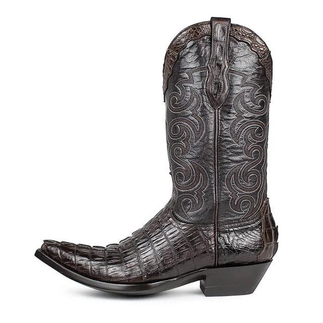 sendra-boots-texas-caiman-tail-chocolate-exotic-boots image 1