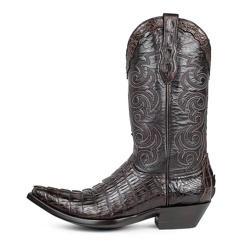 sendra-boots-texas-caiman-tail-chocolate-exotic-boots image 1