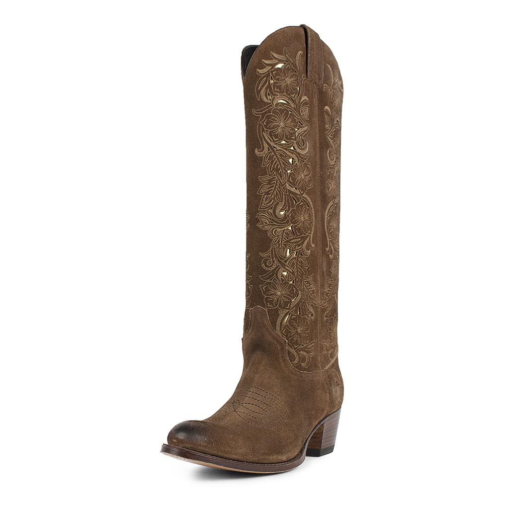 sendra-boots-14754-debora-nl-cowboy-stiefel-damen-dunkelbraun-mit-blumenstickere image 2