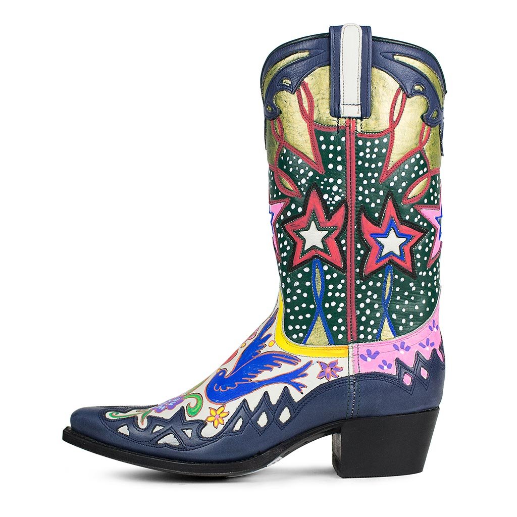 sendra-boots-wakamole-bird-handbemalte-cowboy-stiefel-vogelmotiv image 1