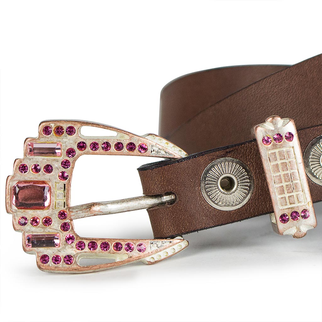 sendra-boots-1287-lederg-rtel-marr-n-cobre-mit-strass-schnalle-rosa image 2