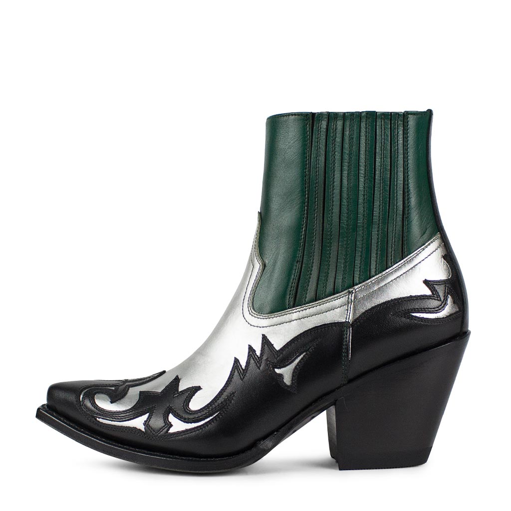 sendra-boots-16598-lula-laminado-plata-pinto-box-verde-pinto-damenstiefel image 1