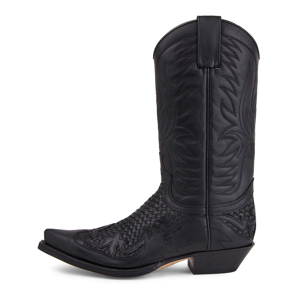 sendra-boots-3241-cuervo-pull-oil-negro-cowboystiefel-schwarz-geflochten image 1