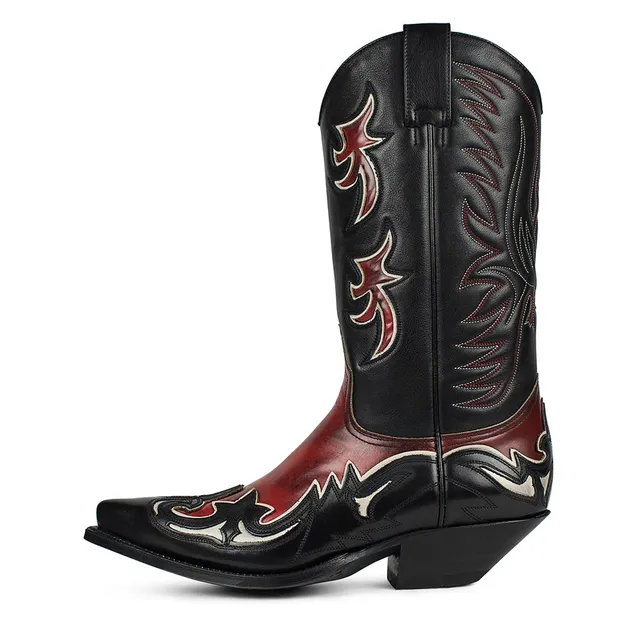 sendra-boots-17203-cuervo-herren-cowboystiefel-rot-schwarz image 1