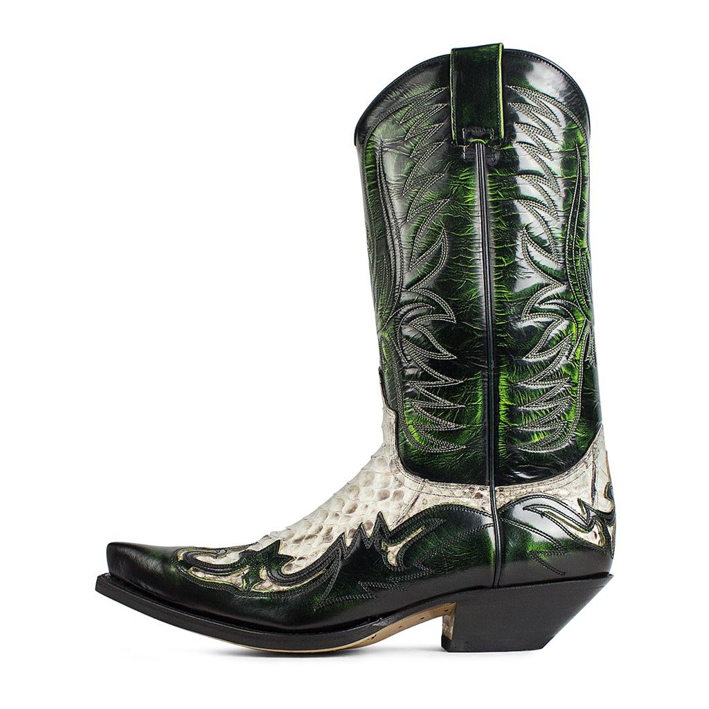 sendra-boots-3241p-cuervo-pit-n-barr-blanco-negro-denver-verde-exotikstiefel image 1
