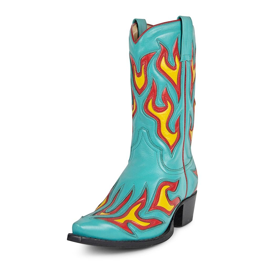 sendra-boots-6149-judy-nappa-turquesa-cowboy-boots-mit-flammen-design image 2