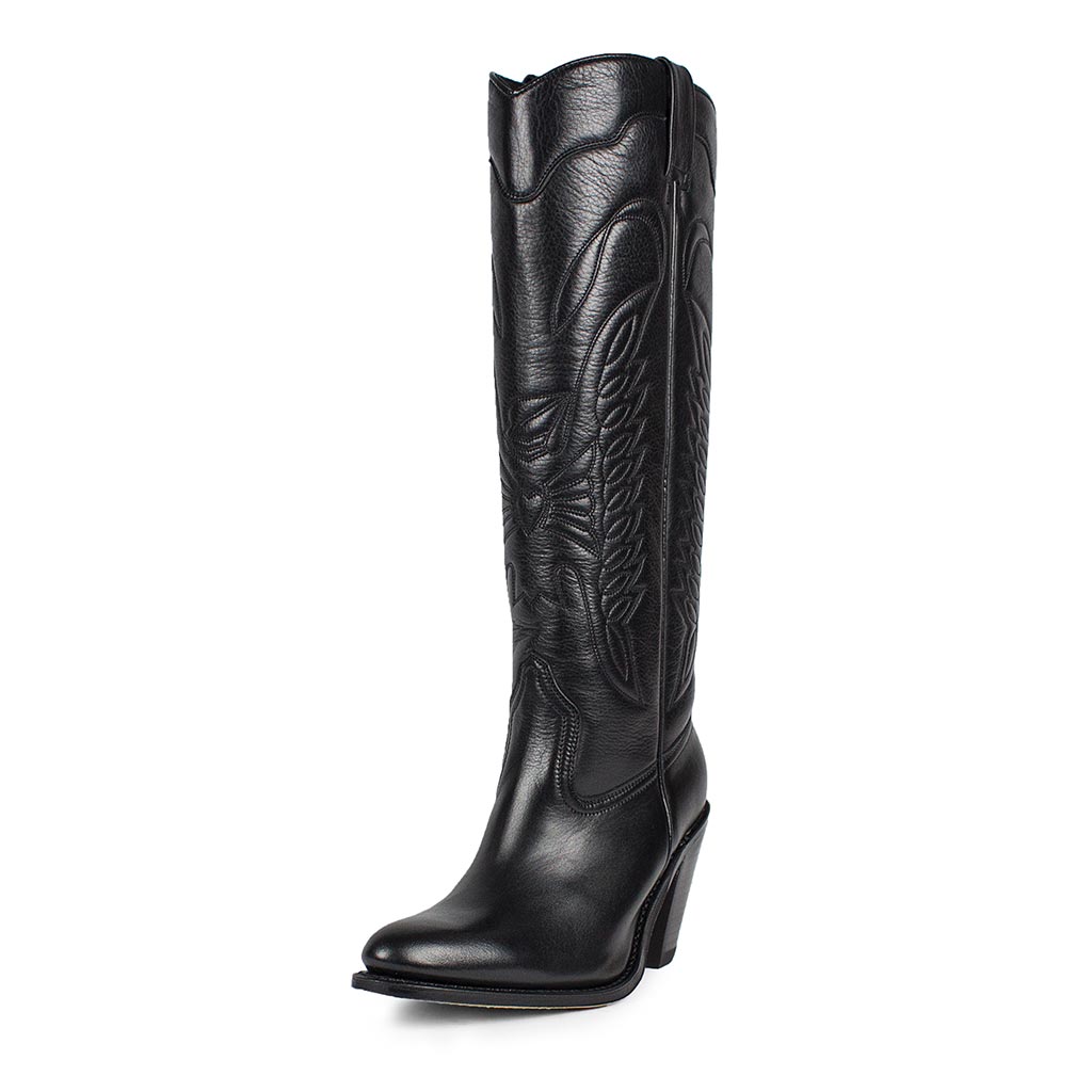 sendra-boots-6662-newf-salvaje-negro-damen-stiefel-schwarz-bestickt image 2