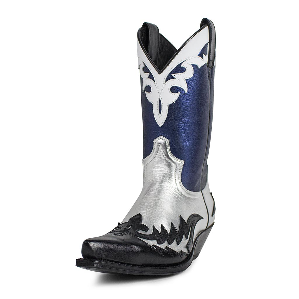 sendra-boots-15791-cuervo-laminado-cowboy-stiefel-schwarz-silber-blau image 2