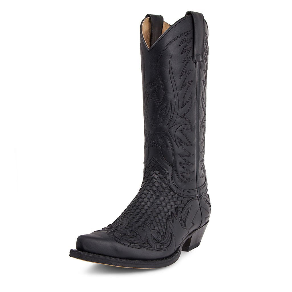 sendra-boots-3241-cuervo-pull-oil-negro-cowboystiefel-schwarz-geflochten image 2